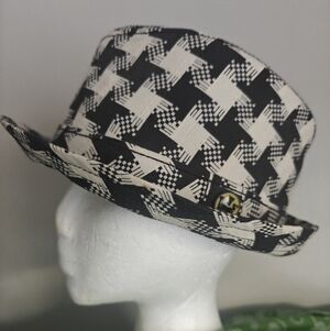 Goorin Bros Fedora Hat Sz M Houndstooth Black & Tan Fresh